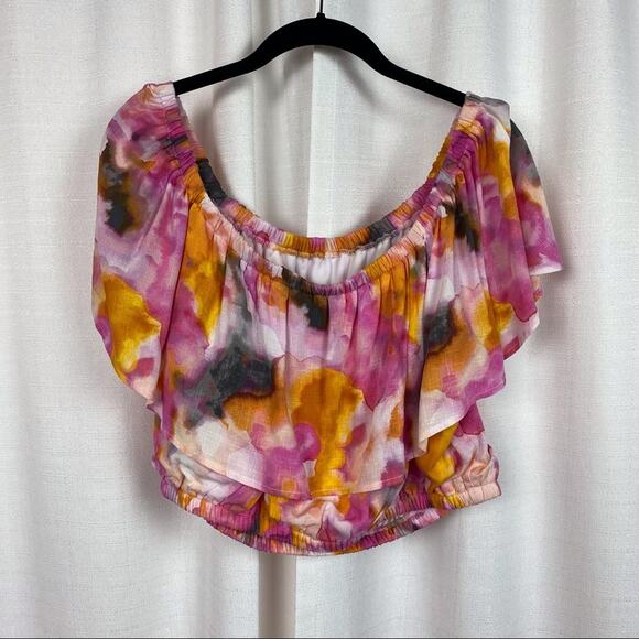 Torrid Pink&Orange Watercolor Tie Dye Skirt&Crop Set Sz.1 NWT - Picture 6 of 16